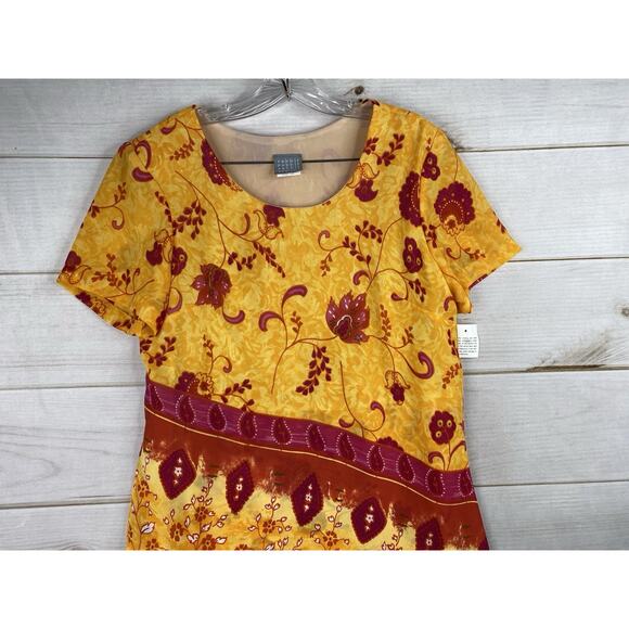 Vintage Y2K Rabbit Rabbit Rabbit Dress 16 M Floral Midi Artsy Layered Look NWT - Picture 2 of 11